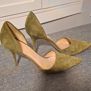 J. Crew Olive Suede Pointed-Toe Stiletto Pumps